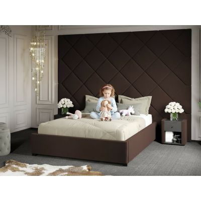 Pat Tapitat cu Panou 305x228 C3 Dubai cu somiera fixa Maro - Velluto 6 140x200