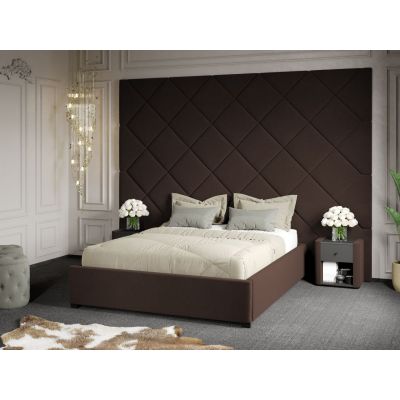 Pat Tapitat cu Panou 305x228 C3 Dubai cu somiera fixa Maro - Velluto 6 180x200