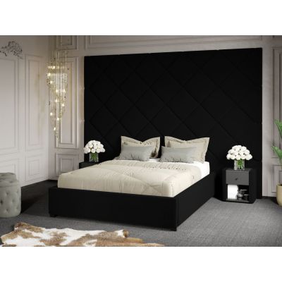 Pat Tapitat cu Panou 305x228 C3 Dubai cu somiera fixa Negru - Velluto 20 140x200