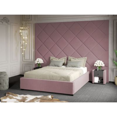 Pat Tapitat cu Panou 305x228 C3 Dubai cu somiera fixa Roz - Velluto 14 180x200