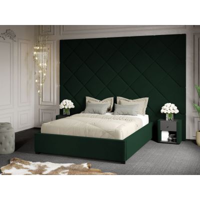 Pat Tapitat cu Panou 305x228 C3 Dubai cu somiera fixa Verde Inchis - Velluto 27 160x200