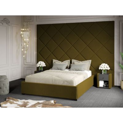 Pat Tapitat cu Panou 305x228 C3 Dubai cu somiera fixa Verde - Velluto 35 140x200