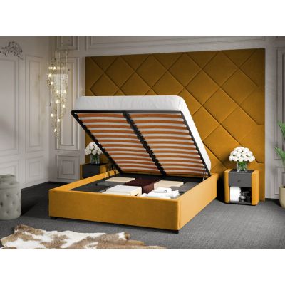 Pat Tapitat cu Panou 305x228 C3 Dubai pentru saltea de 190 rabatabil cu lada Galben - Velluto 8 140x190