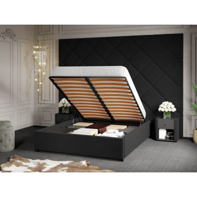 Pat Tapitat cu Panou 305x228 C3 Dubai pentru saltea de 190 rabatabil cu lada Gri Inchis - Velluto 19 140x190