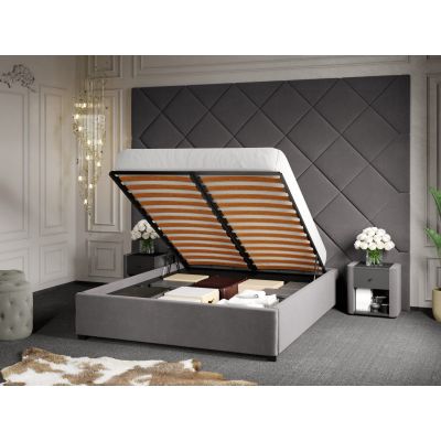 Pat Tapitat cu Panou 305x228 C3 Dubai pentru saltea de 190 rabatabil cu lada Gri - Velluto 16 140x190