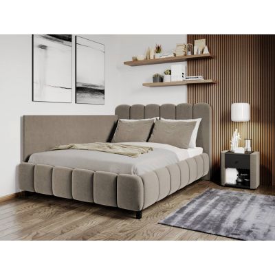 Pat Tapitat de colt Bari cu somiera fixa Cappuccino - Velluto 29 160x200