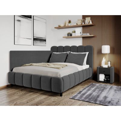 Pat Tapitat de colt Bari cu somiera fixa Gri Inchis - Velluto 19 140x200