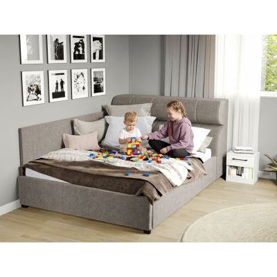 Pat Tapitat de colt Galileo cu somiera fixa Bej - Eden 4 140x200