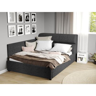 Pat Tapitat de colt Galileo cu somiera fixa Gri Inchis - Coral 80 140x200