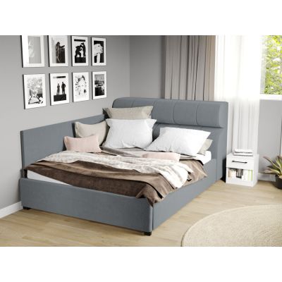 Pat Tapitat de colt Galileo cu somiera fixa Gri - Jasmine 90 180x200