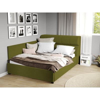 Pat Tapitat de colt Galileo cu somiera fixa Verde deschis - Riviera 36 160x200