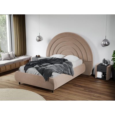 Pat Tapitat Leo cu tablie semirotunda fix Bej - Velluto 3 140x200