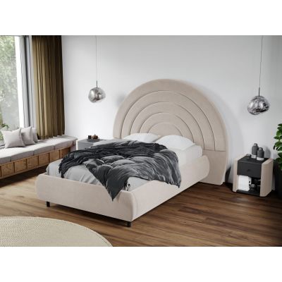 Pat Tapitat Leo cu tablie semirotunda fix Crem - Velluto 2 140x200