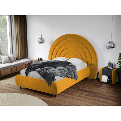 Pat Tapitat Leo cu tablie semirotunda fix Galben - Velluto 8 140x200