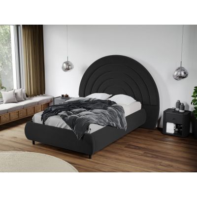 Pat Tapitat Leo cu tablie semirotunda fix Gri Inchis - Velluto 19 140x200