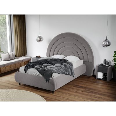 Pat Tapitat Leo cu tablie semirotunda fix Gri - Velluto 16 140x200