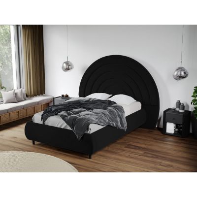 Pat Tapitat Leo cu tablie semirotunda fix Negru - Velluto 20 140x200