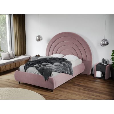 Pat Tapitat Leo cu tablie semirotunda fix Roz - Velluto 14 140x200