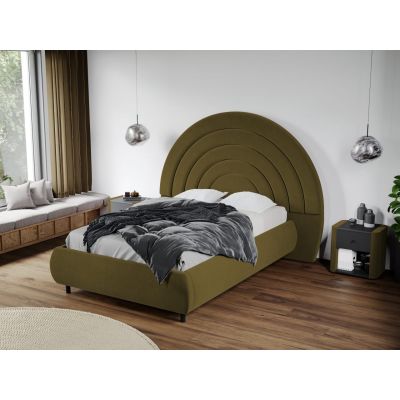 Pat Tapitat Leo cu tablie semirotunda fix Verde - Velluto 35 140x200