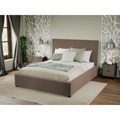 Pat Tapitat Mateo cu somiera fixa Cappuccino - Velluto 29 180x200