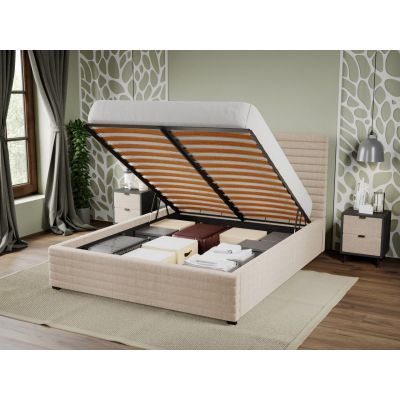 Pat Tapitat Mateo pentru saltea de 190 rabatabil cu lada Bej - Falcone 102 180x190