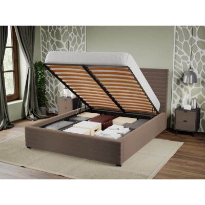 Pat Tapitat Mateo pentru saltea de 190 rabatabil cu lada Cappuccino - Velluto 29 180x190