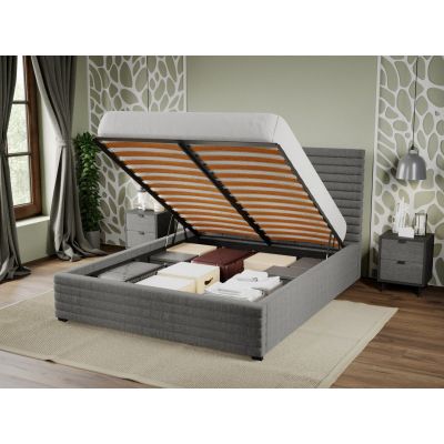 Pat Tapitat Mateo pentru saltea de 190 rabatabil cu lada Gri - Falcone 21 140x190