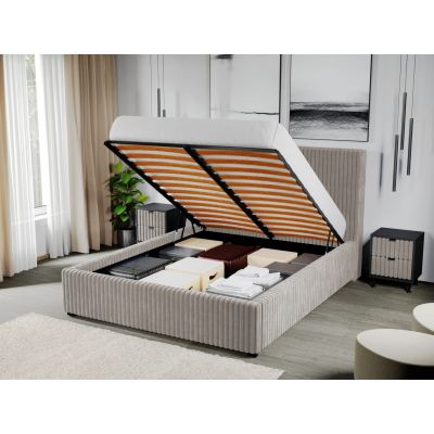 Pat Tapitat pentru saltea de 190 Reno rabatabil cu lada Gri - Tilia 11 160x190