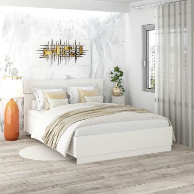 Oferta Pat AMBRO, 140x200, Alb Portelan cu saltea inclusa