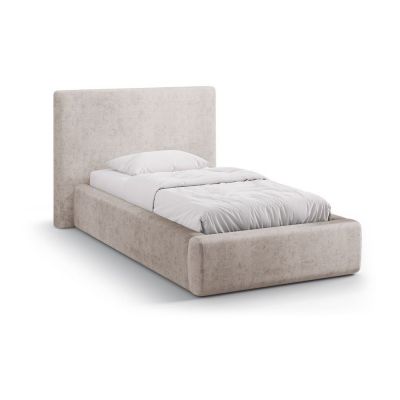 Pat bej tapițat cu spațiu de depozitare cu somieră 90x200 cm Amy – Micadoni