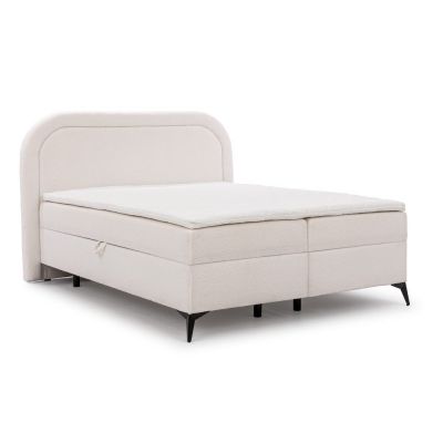 Pat boxspring alb cu spațiu de depozitare 200x200 cm Ornes – Ropez