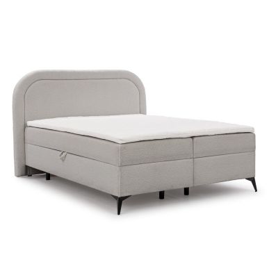 Pat boxspring gri deschis cu spațiu de depozitare 160x200 cm Ornes – Ropez