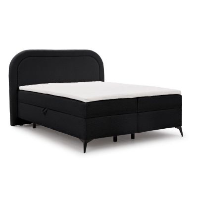Pat boxspring negru cu spațiu de depozitare 200x200 cm Ornes – Ropez