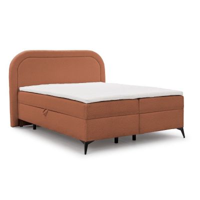 Pat boxspring portocaliu cu spațiu de depozitare 140x200 cm Ornes – Ropez