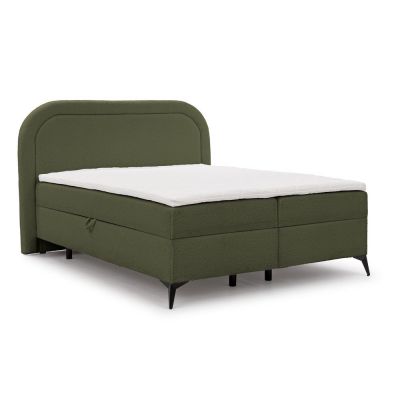Pat boxspring verde cu spațiu de depozitare 180x200 cm Ornes – Ropez