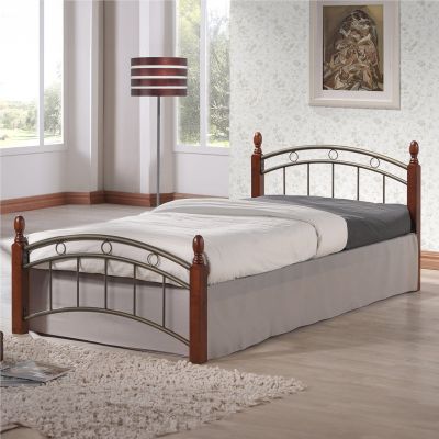 Pat de o persoana Clarive  nuc lemn-negru metal 90x190cm