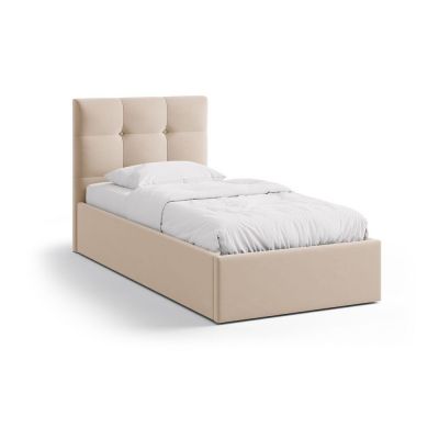 Pat maro deschis tapițat cu spațiu de depozitare cu somieră 90x200 cm Phaedra – Micadoni