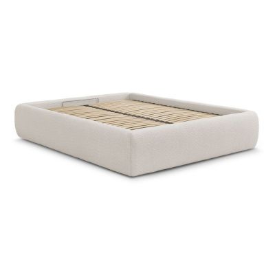 Pat matrimonial alb tapiÈu009Bat cu spaÈu009Biu de depozitare/fÄu0083rÄtÄu0083blie cu somierÄ160x200 cm Inera âu0080Bobochic Paris