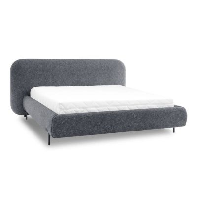 Pat matrimonial albastru tapițat cu spațiu de depozitare cu somieră 180x200 cm Pointt – ELTAP