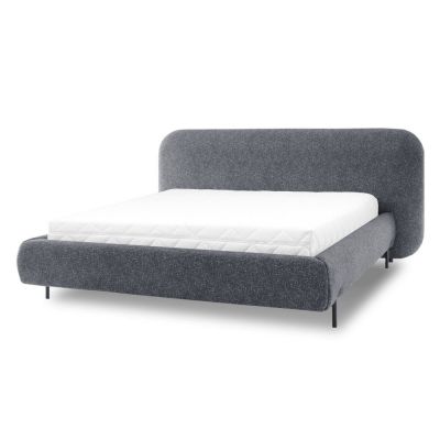 Pat matrimonial albastru tapițat cu spațiu de depozitare cu somieră 180x200 cm Pointt – ELTAP