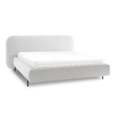 Pat matrimonial bej tapițat cu spațiu de depozitare cu somieră 160x200 cm Pointt – ELTAP