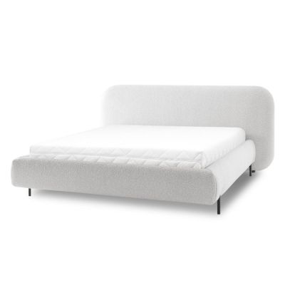 Pat matrimonial bej tapițat cu spațiu de depozitare cu somieră 180x200 cm Pointt – ELTAP