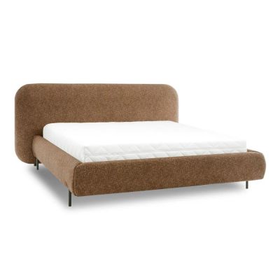 Pat matrimonial galben ocru tapițat cu spațiu de depozitare cu somieră 160x200 cm Pointt – ELTAP