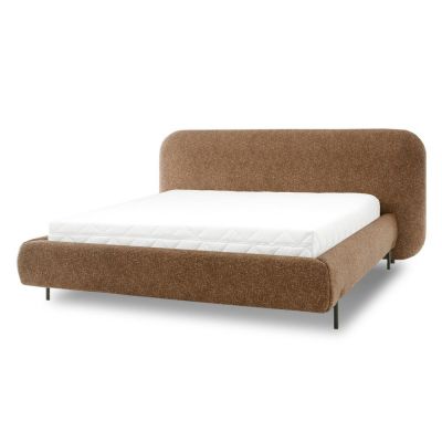 Pat matrimonial galben ocru tapițat cu spațiu de depozitare cu somieră 160x200 cm Pointt – ELTAP