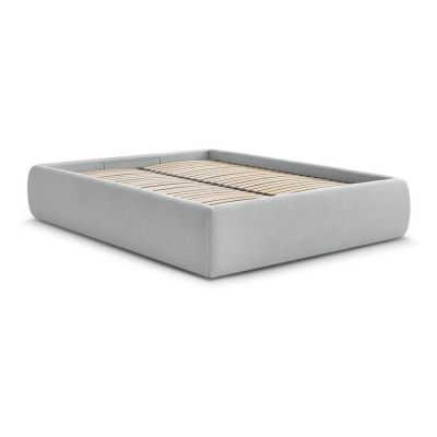 Pat matrimonial gri deschis tapițat cu spațiu de depozitare/fără tăblie cu somieră 180x200 cm Inera – Bobochic Paris