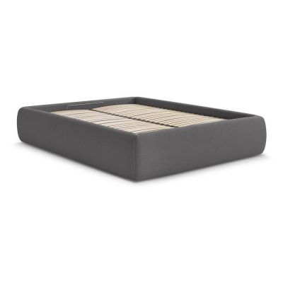 Pat matrimonial gri Ã®nchis tapiÈu009Bat cu spaÈu009Biu de depozitare/fÄu0083rÄtÄu0083blie cu somierÄ160x200 cm Inera âu0080Bobochic Paris