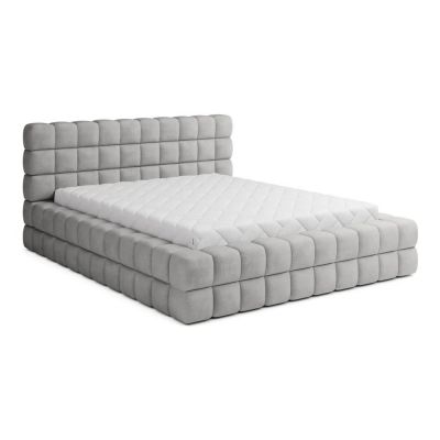 Pat matrimonial gri tapițat cu spațiu de depozitare cu somieră 160x200 cm Dizzle – ELTAP