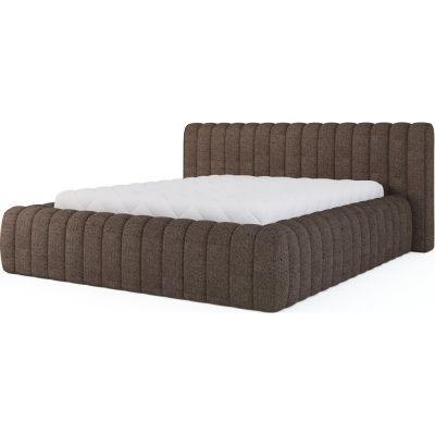 Pat matrimonial maro tapițat cu spațiu de depozitare cu somieră 180x200 cm Carilla – ELTAP