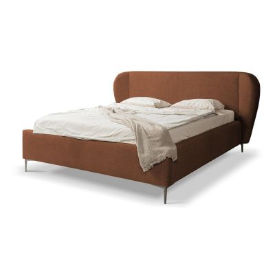 Pat matrimonial teracotă tapițat cu somieră 160x200 cm Makana – Makamii