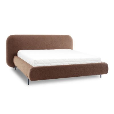 Pat matrimonial teracotă tapițat cu spațiu de depozitare cu somieră 160x200 cm Pointt – ELTAP